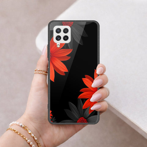 Samsung Galaxy A22 Cover - Floral Series 2 - HQ Ultra Shine Premium Infinity Glass Soft Silicon Borders Case