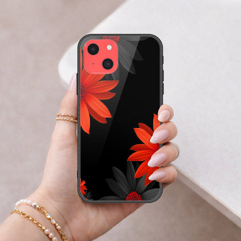 iPhone 13 Mini Cover - Floral Series 2 - HQ Ultra Shine Premium Infinity Glass Soft Silicon Borders Case