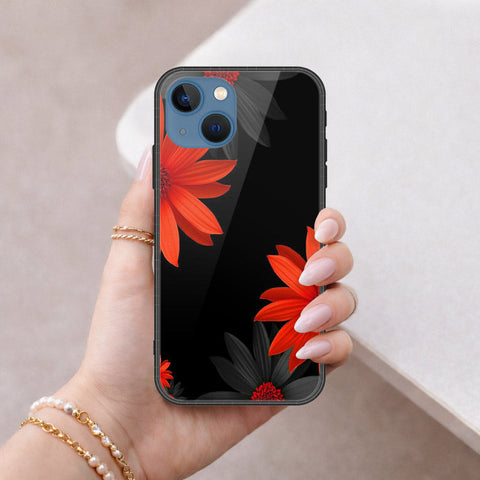 iPhone 13 Cover - Floral Series 2 - HQ Ultra Shine Premium Infinity Glass Soft Silicon Borders Case
