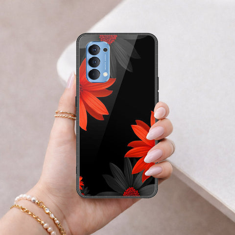 Oppo Reno 4 Cover - Floral Series 2 - HQ Ultra Shine Premium Infinity Glass Soft Silicon Borders Case