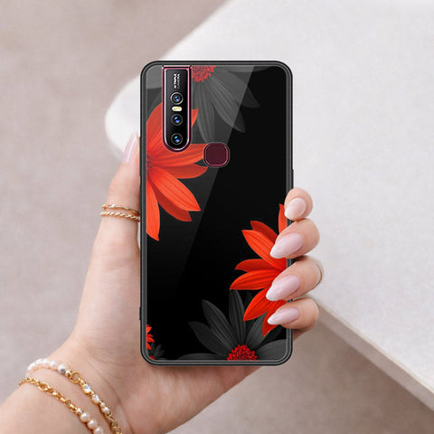 Vivo V15 Cover - Floral Series 2 - HQ Ultra Shine Premium Infinity Glass Soft Silicon Borders Case