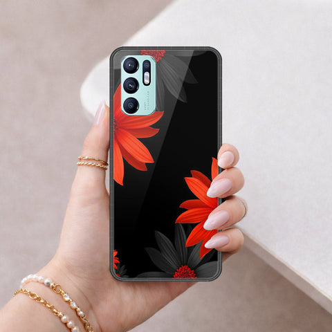 Oppo Reno 6 Cover - Floral Series 2 - HQ Ultra Shine Premium Infinity Glass Soft Silicon Borders Case