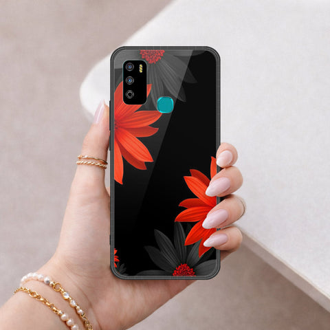 Infinix Hot 9 Play Cover - Floral Series 2 - HQ Ultra Shine Premium Infinity Glass Soft Silicon Borders Case