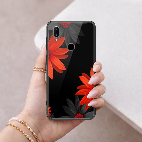 Vivo V11 Cover - Floral Series 2 - HQ Ultra Shine Premium Infinity Glass Soft Silicon Borders Case