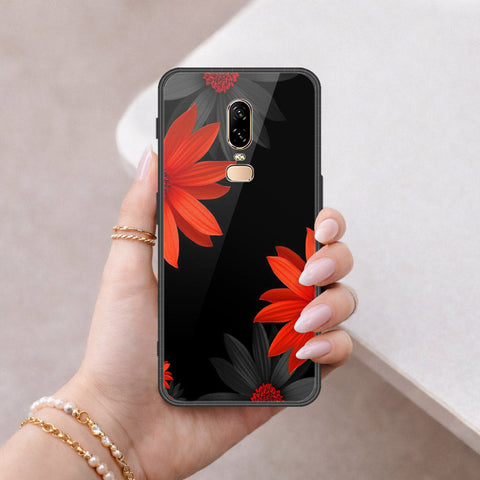 OnePlus 6 Cover - Floral Series 2 - HQ Ultra Shine Premium Infinity Glass Soft Silicon Borders Case