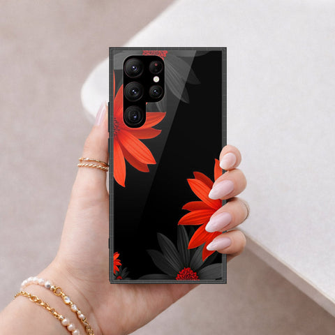 Samsung Galaxy S23 Ultra 5G Cover - Floral Series 2 - HQ Ultra Shine Premium Infinity Glass Soft Silicon Borders Case