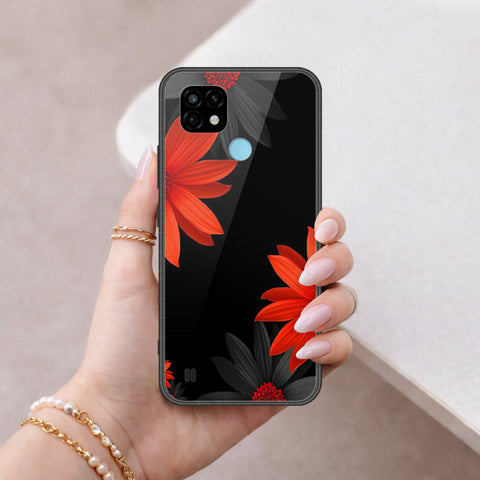 Realme C21 Cover - Floral Series 2 - HQ Ultra Shine Premium Infinity Glass Soft Silicon Borders Case