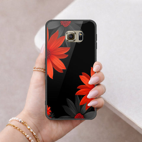 Samsung Galaxy S6 Cover - Floral Series 2 - HQ Ultra Shine Premium Infinity Glass Soft Silicon Borders Case