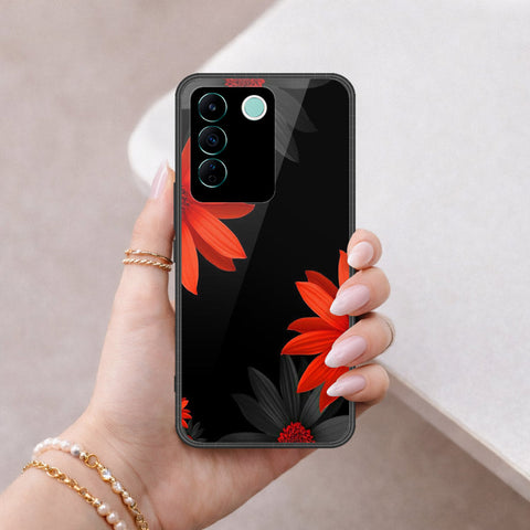Vivo V27e Cover - Floral Series 2 - HQ Ultra Shine Premium Infinity Glass Soft Silicon Borders Case