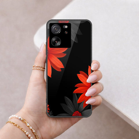 Xiaomi 13T Cover - Floral Series 2 - HQ Ultra Shine Premium Infinity Glass Soft Silicon Borders Case