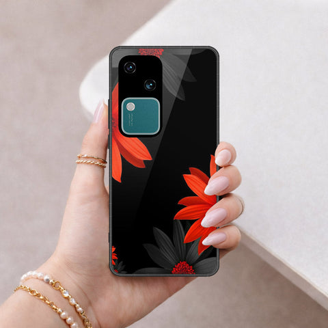 Vivo V30 Cover - Floral Series 2 - HQ Ultra Shine Premium Infinity Glass Soft Silicon Borders Case