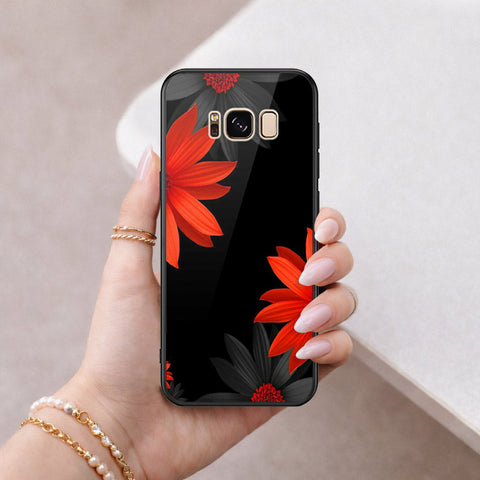 Samsung Galaxy S8 Cover - Floral Series 2 - HQ Ultra Shine Premium Infinity Glass Soft Silicon Borders Case