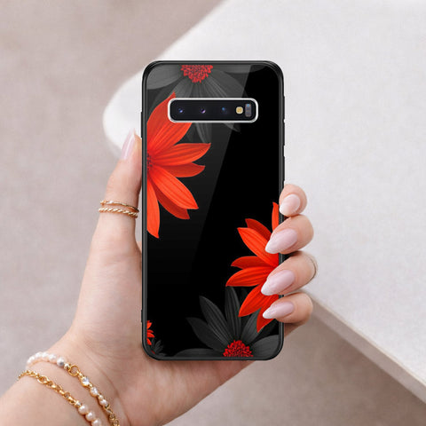 Samsung Galaxy S10 Cover - Floral Series 2 - HQ Ultra Shine Premium Infinity Glass Soft Silicon Borders Case