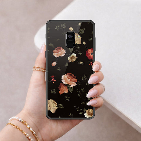 Samsung Galaxy A8 2018 Cover - Floral Series 2 - HQ Ultra Shine Premium Infinity Glass Soft Silicon Borders Case