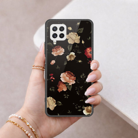 Samsung Galaxy A22 Cover - Floral Series 2 - HQ Ultra Shine Premium Infinity Glass Soft Silicon Borders Case