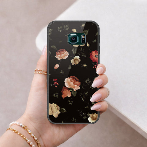 Samsung Galaxy S6 Edge Cover - Floral Series 2 - HQ Ultra Shine Premium Infinity Glass Soft Silicon Borders Case