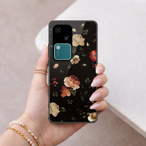 Vivo V30 Cover - Floral Series 2 - HQ Ultra Shine Premium Infinity Glass Soft Silicon Borders Case