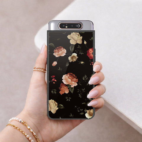 Samsung Galaxy A80 Cover - Floral Series 2 - HQ Ultra Shine Premium Infinity Glass Soft Silicon Borders Case