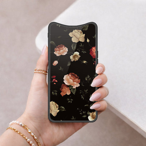 Oppo Find X Cover - Floral Series 2 - HQ Ultra Shine Premium Infinity Glass Soft Silicon Borders Case