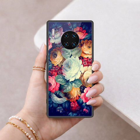 Huawei Mate 30 Pro Cover - Floral Series 2 - HQ Ultra Shine Premium Infinity Glass Soft Silicon Borders Case