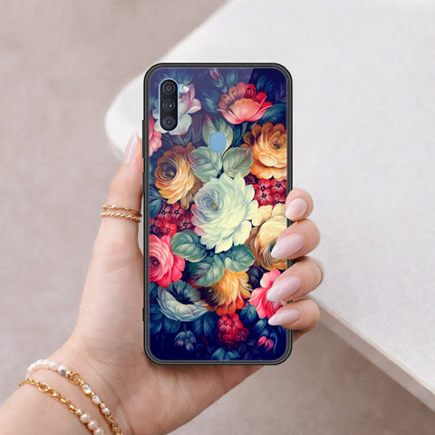 Samsung Galaxy M11 Cover - Floral Series 2 - HQ Ultra Shine Premium Infinity Glass Soft Silicon Borders Case