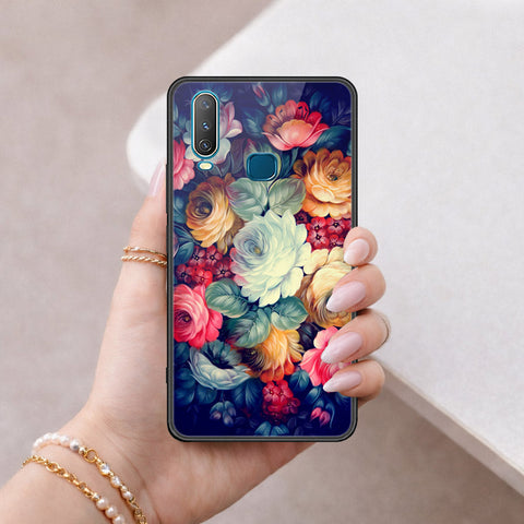 Vivo Y15 Cover - Floral Series 2 - HQ Ultra Shine Premium Infinity Glass Soft Silicon Borders Case