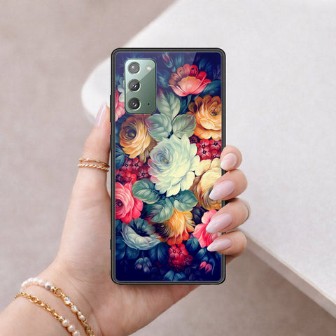 Samsung Galaxy Note 20 Cover - Floral Series 2 - HQ Ultra Shine Premium Infinity Glass Soft Silicon Borders Case