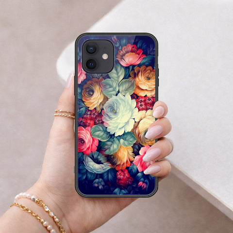 iPhone 12 - Floral Series 2 - HQ Ultra Shine Premium Infinity Glass Soft Silicon Borders Case