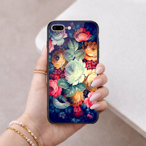 iPhone 8 Plus / 7 Plus - Floral Series 2 - HQ Ultra Shine Premium Infinity Glass Soft Silicon Borders Case