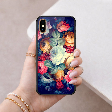 iPhone XS Max - Floral Series 2 - HQ Ultra Shine Premium Infinity Glass Soft Silicon Borders Case