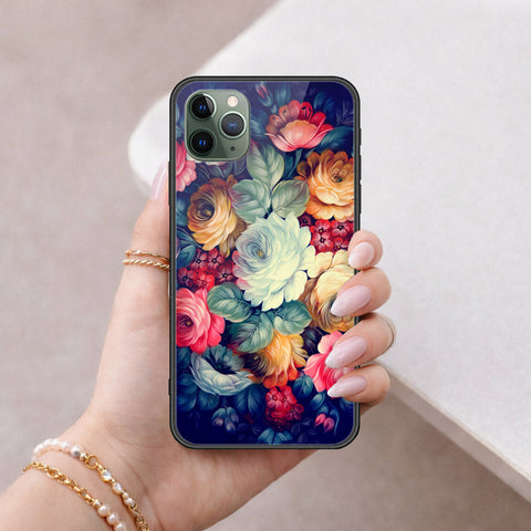 iPhone 11 Pro - Floral Series 2 - HQ Ultra Shine Premium Infinity Glass Soft Silicon Borders Case