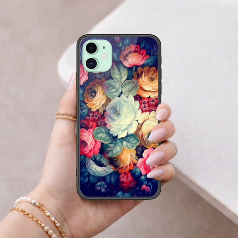 iPhone 11 - Floral Series 2 - HQ Ultra Shine Premium Infinity Glass Soft Silicon Borders Case