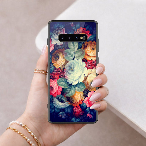 Samsung Galaxy S10 Plus Cover - Floral Series 2 - HQ Ultra Shine Premium Infinity Glass Soft Silicon Borders Case