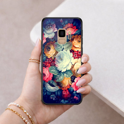 Samsung Galaxy S9 Cover - Floral Series 2 - HQ Ultra Shine Premium Infinity Glass Soft Silicon Borders Case
