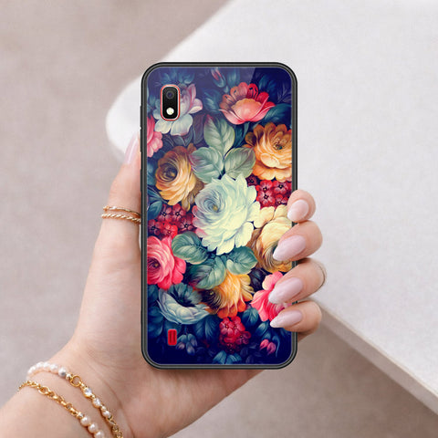 Samsung Galaxy A10 Cover - Floral Series 2 - HQ Ultra Shine Premium Infinity Glass Soft Silicon Borders Case