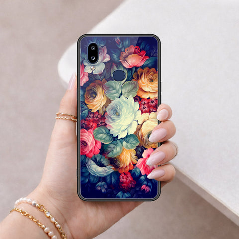 Samsung Galaxy A10s Cover - Floral Series 2 - HQ Ultra Shine Premium Infinity Glass Soft Silicon Borders Case