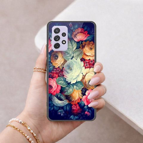 Samsung Galaxy A72 Cover - Floral Series 2 - HQ Ultra Shine Premium Infinity Glass Soft Silicon Borders Case