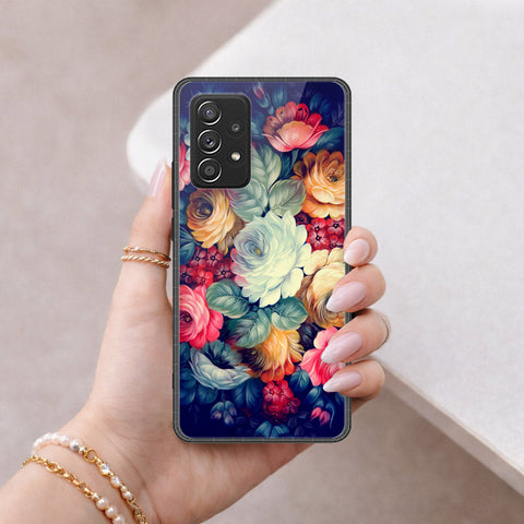 Samsung Galaxy A52 Cover - Floral Series 2 - HQ Ultra Shine Premium Infinity Glass Soft Silicon Borders Case