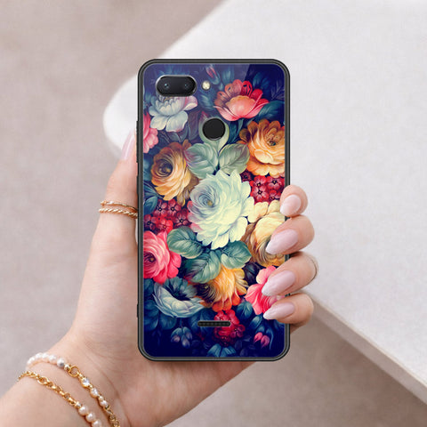 Xiaomi Redmi 6 Cover - Floral Series 2 - HQ Ultra Shine Premium Infinity Glass Soft Silicon Borders Case