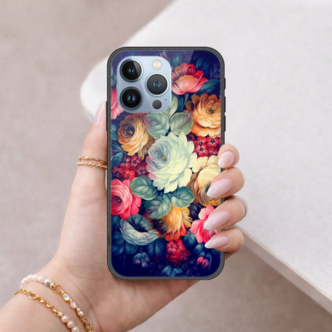 iPhone 13 Pro Cover - Floral Series 2 - HQ Ultra Shine Premium Infinity Glass Soft Silicon Borders Case