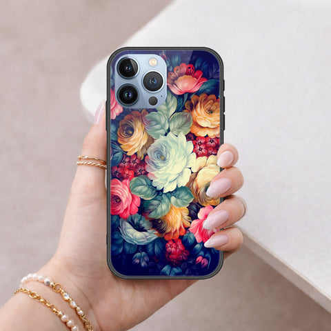 iPhone 13 Pro Max Cover - Floral Series 2 - HQ Ultra Shine Premium Infinity Glass Soft Silicon Borders Case