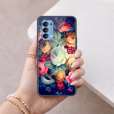 Oppo Reno 4 Cover - Floral Series 2 - HQ Ultra Shine Premium Infinity Glass Soft Silicon Borders Case
