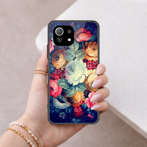 Xiaomi Mi 11 Lite Cover - Floral Series 2 - HQ Ultra Shine Premium Infinity Glass Soft Silicon Borders Case
