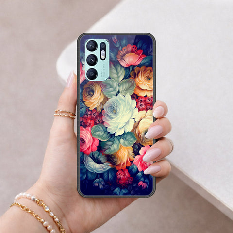 Oppo Reno 6 Cover - Floral Series 2 - HQ Ultra Shine Premium Infinity Glass Soft Silicon Borders Case