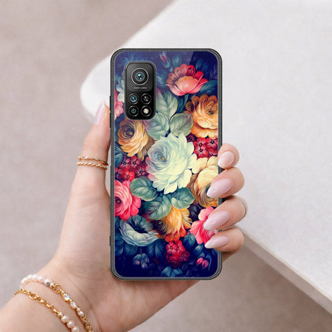 Xiaomi Mi 10T Pro Cover - Floral Series 2 - HQ Ultra Shine Premium Infinity Glass Soft Silicon Borders Case
