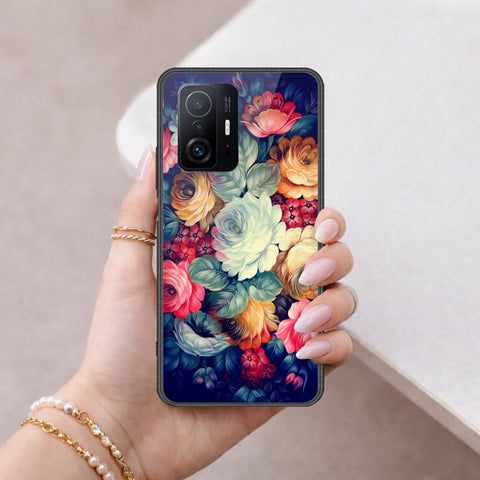 Xiaomi 11T Pro Cover - Floral Series 2 - HQ Ultra Shine Premium Infinity Glass Soft Silicon Borders Case