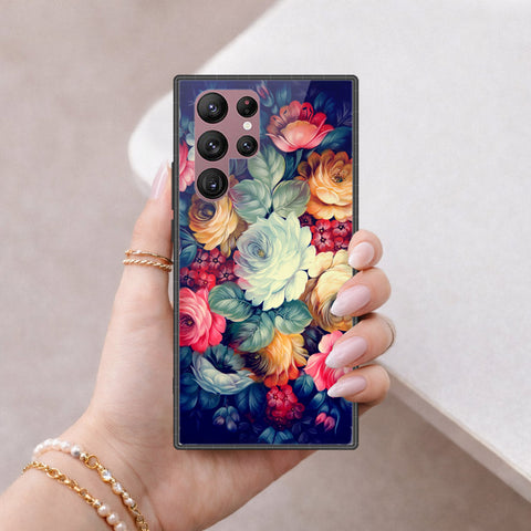 Samsung Galaxy S22 Ultra 5G Cover - Floral Series 2 - HQ Ultra Shine Premium Infinity Glass Soft Silicon Borders Case