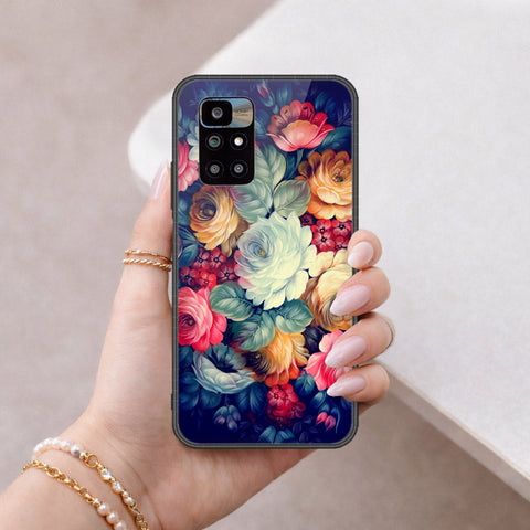 Xiaomi Redmi 10 Cover - Floral Series 2 - HQ Ultra Shine Premium Infinity Glass Soft Silicon Borders Case