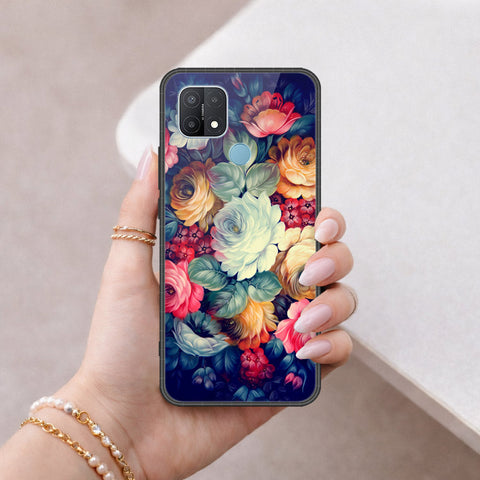 Oppo A35 Cover - Floral Series 2 - HQ Ultra Shine Premium Infinity Glass Soft Silicon Borders Case