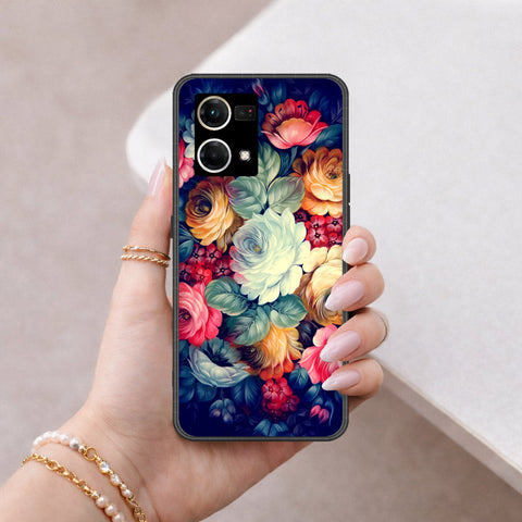 Oppo Reno 7 4G Cover - Floral Series 2 - HQ Ultra Shine Premium Infinity Glass Soft Silicon Borders Case